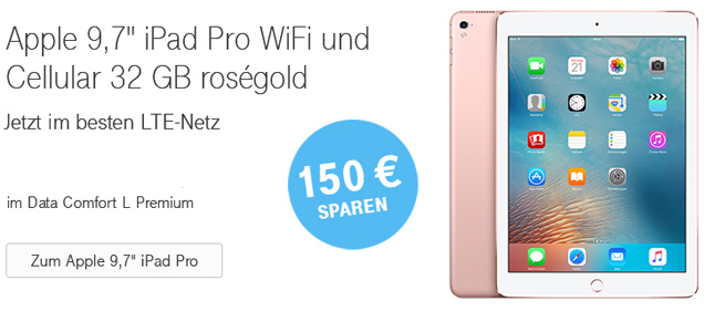 Nur für kurze Zeit: 150 € Rabatt auf das iPad Pro 9,7“