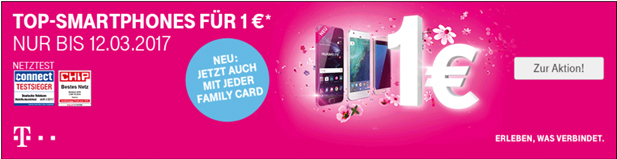 NEU: Alle Top-Smartphones in allen Tarifen für 1 €!